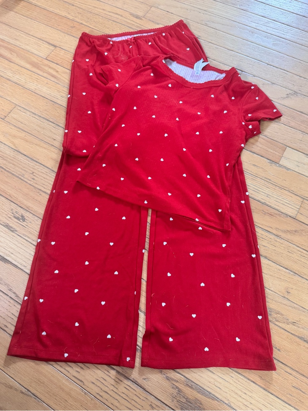 Auden Red Heart-Print Short Sleeve Pajama Set